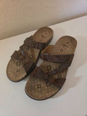 Weil Orthoaheel Brown Orthopedic Comfort Footbed Sandals size 10